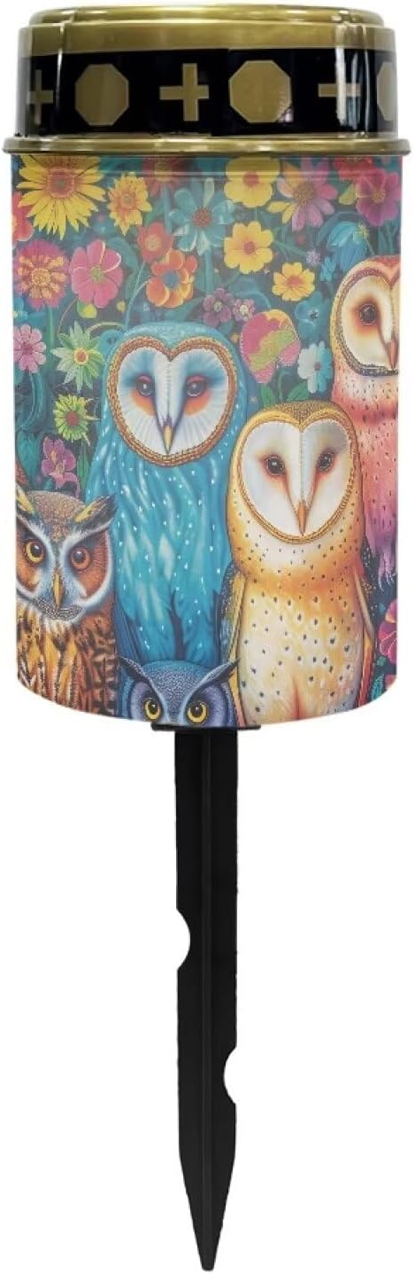 Owls Cemetery Solar Lights Waterproof Dustproof Outdoor Decorative Solar Lights Memorial for Loved Ones Love Pets Cemetery Solar Memorial Lights for Prayer Ritual Religiou Activity