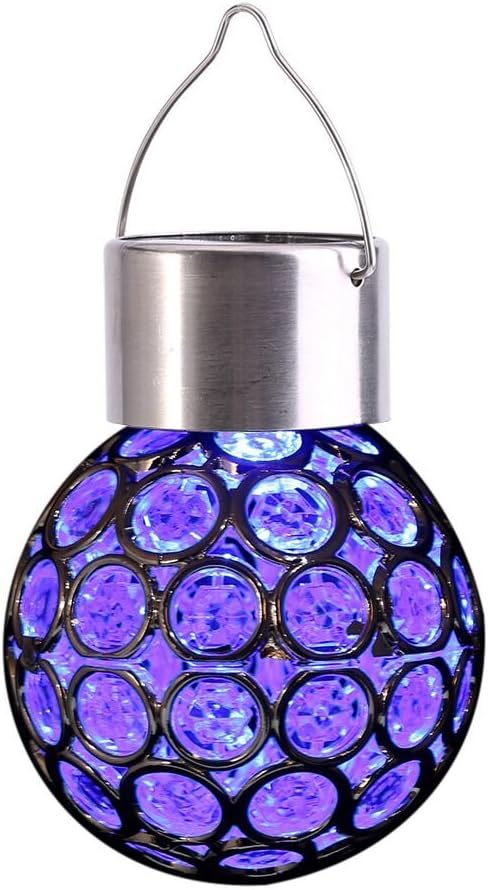 Yosoo Colorful Solar Lights,Outdoor Hanging Decorative Garden Lights,7 Colors LED Crackle Glass Globe Ball Shaped,for Lawn Patio Yard Walkway Driveway Pathway Landscape