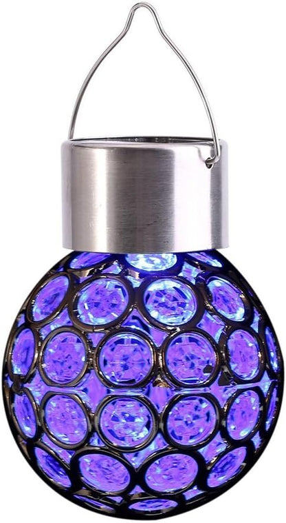 Yosoo Colorful Solar Lights,Outdoor Hanging Decorative Garden Lights,7 Colors LED Crackle Glass Globe Ball Shaped,for Lawn Patio Yard Walkway Driveway Pathway Landscape