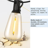 100ft Outdoor String Lights with Rotary Dimmer, 52 LED Edison Bulbs, Dimmable Waterproof Shatterproof 2200K Warm | Lumora