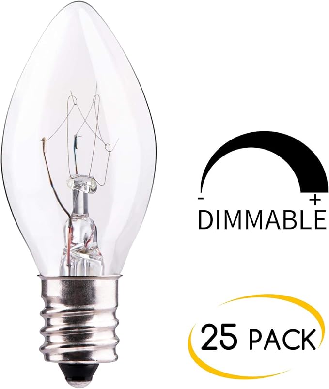 Minetom 50 Pack C7 Incandescent Light Bulbs, C7 Replacement Bulb for Christmas String Light, E12 Candelabra Base, 5 | Lumora