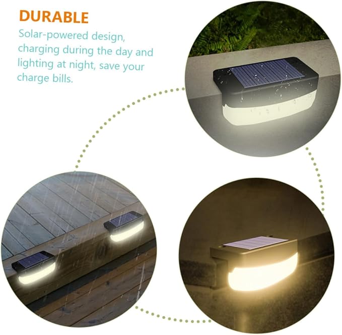 NUOBESTY 2pcs Solar Stair Lamps Outdoor Decks Light for Garden Weather-Resistant LED Step Lights for Fence Handrail Patio Pathway