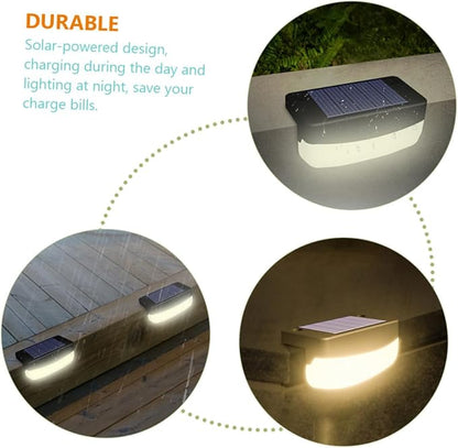 NUOBESTY 2pcs Solar Stair Lamps Outdoor Decks Light for Garden Weather-Resistant LED Step Lights for Fence Handrail Patio Pathway