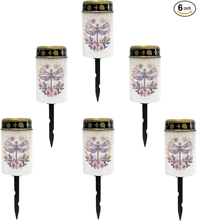 Dragonfly Solar Floral Lights Outdoor Waterproof Purple Lantern Solar Garden Lights Decorative for Yard/Patio/Driveway,Outdoor Landscape Lighting-Warm White