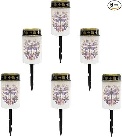 Dragonfly Solar Floral Lights Outdoor Waterproof Purple Lantern Solar Garden Lights Decorative for Yard/Patio/Driveway,Outdoor Landscape Lighting-Warm White