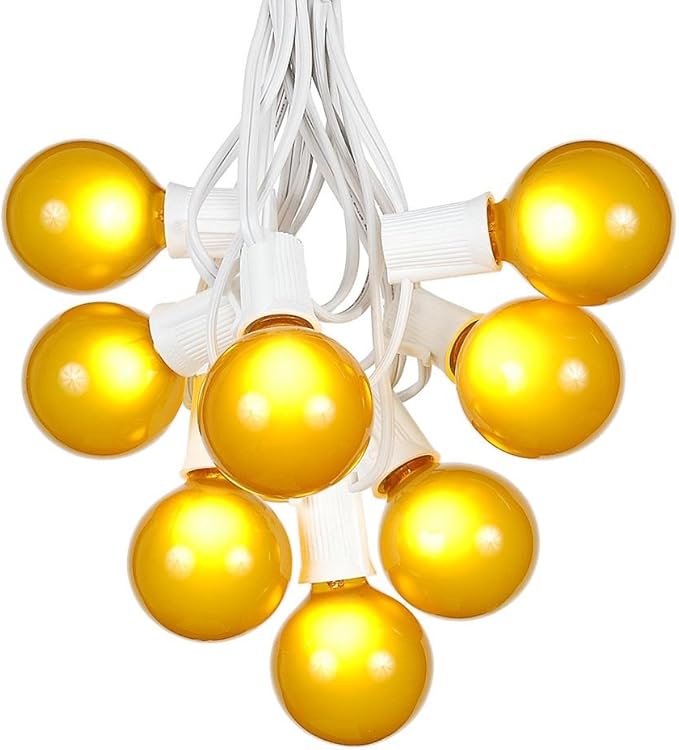 100 Foot G50 Outdoor Patio String Lights with 125 Yellow Globe Bulbs – Indoor Outdoor String Lights – Market Bistro | Lumora