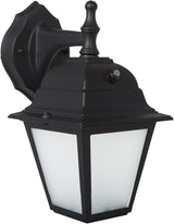 Maxxima LED Porch Lantern Outdoor Wall Light, Black with Frosted Glass, Photocell Sensor, 700 Lumens, Dusk to Dawn | Lumora