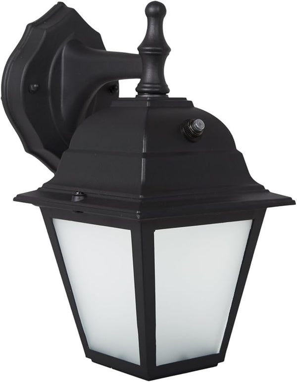 Maxxima LED Porch Lantern Outdoor Wall Light, Black with Frosted Glass, Photocell Sensor, 700 Lumens, Dusk to Dawn | Lumora