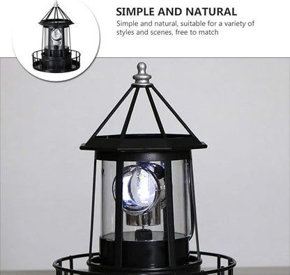 Cabilock Solar Lighthouse Rotating Outdoor Beacon Light 8.3 Inch Waterproof Landscape Lighting for Garden Patio Yard Decor