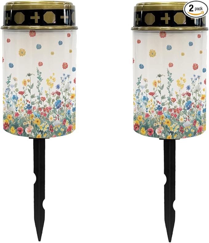 Floral Waterproof Solar Pathway Lights Outdoor Landscape Lighting Flameless Warm White Lantern Solar-Powered Fairy Lights for Outside LED Solar Stake Lights for Yard Patio Driveway