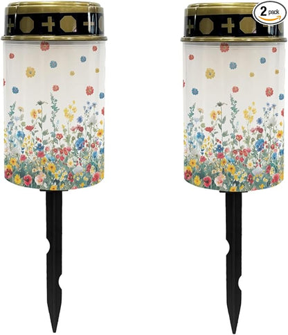 Floral Waterproof Solar Pathway Lights Outdoor Landscape Lighting Flameless Warm White Lantern Solar-Powered Fairy Lights for Outside LED Solar Stake Lights for Yard Patio Driveway