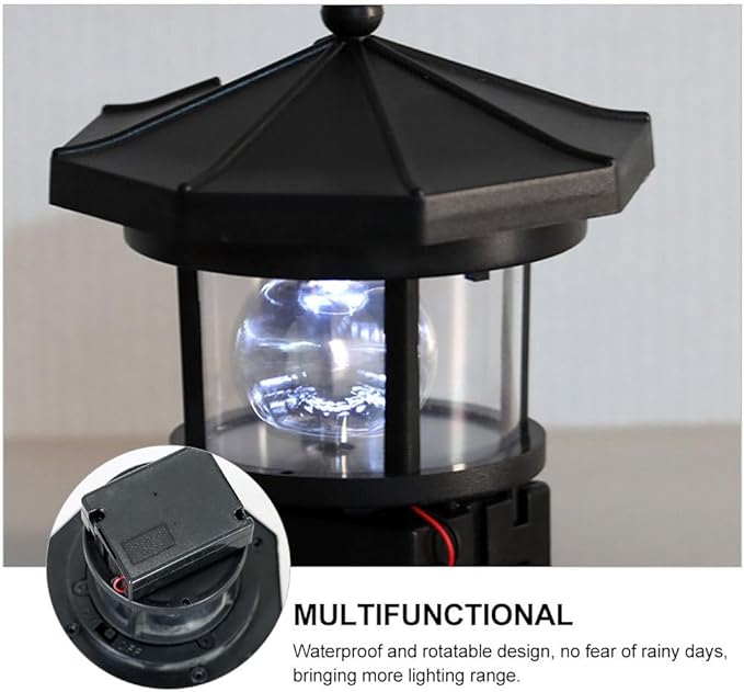Hemoton Outdoor Solar Lights,Rotatable LED Solar Lighthouse,Outdoor Light Beacons Tower,Waterproof Walkway Lights, Garden Lights Lawn Lantern,Lamp Towers for Garden Yard Outdoor Decor