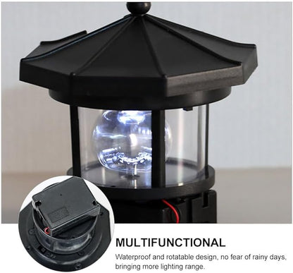 Hemoton Outdoor Solar Lights,Rotatable LED Solar Lighthouse,Outdoor Light Beacons Tower,Waterproof Walkway Lights, Garden Lights Lawn Lantern,Lamp Towers for Garden Yard Outdoor Decor