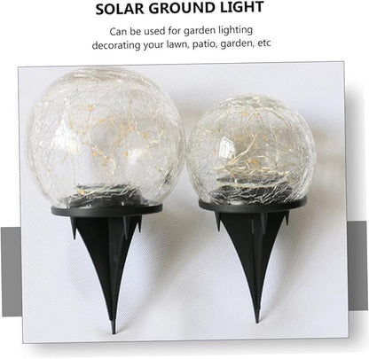 POPETPOP LED Crackle Ball Light LED Solar Garden Ground Lamp for Outdoor Decor Waterproof Light for Pathway and Lawn