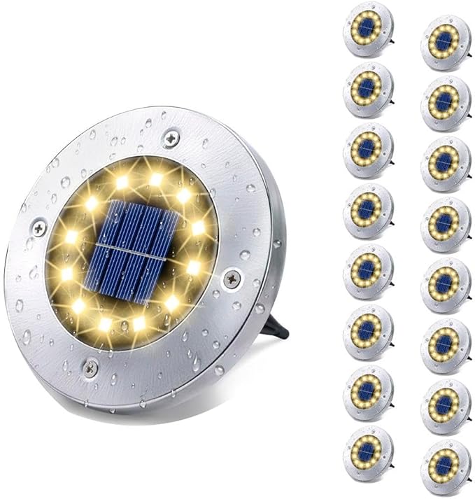 HOUSEOFLED Solar Ground Lights 12 Pack, Waterproof IP65 In-Ground Outdoor Landscape Lights, Warm White, for | Lumora