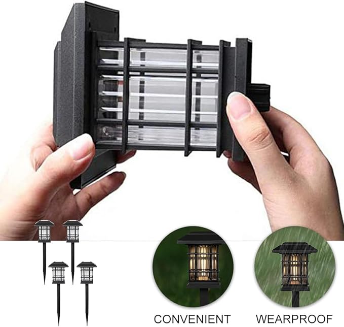 Gatuida Solar Pathway Lights 4pcs Warm White Solar Powered Waterproof Outdoor Lawn Yard Landscape Lighting for Garden and Patio