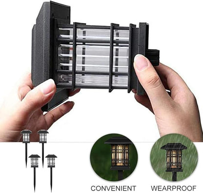 Happyyami Solar Pathway Lights 4pcs Outdoor Waterproof Solar Lawn Yard Lights Warm White Landscape Lighting for Garden Patio Walkway