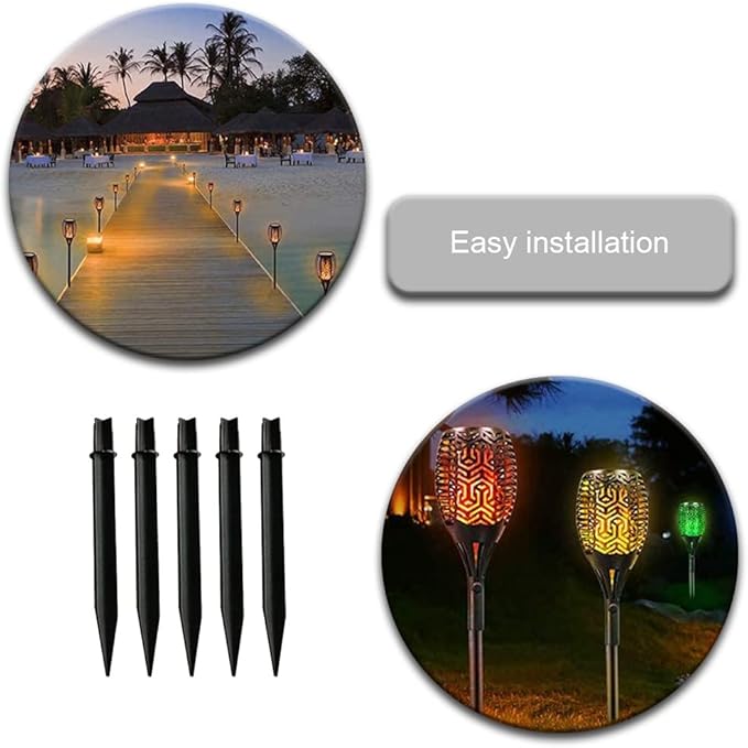 XiXiYang 5 Pcs Plastic Ground Spikes Solar Torch Lights Ground Stakes Landscape Light Holder for Garden Lights Pathway Lights Pathway Markers Outdoor Lighting Accessories