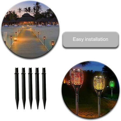 XiXiYang 5 Pcs Plastic Ground Spikes Solar Torch Lights Ground Stakes Landscape Light Holder for Garden Lights Pathway Lights Pathway Markers Outdoor Lighting Accessories