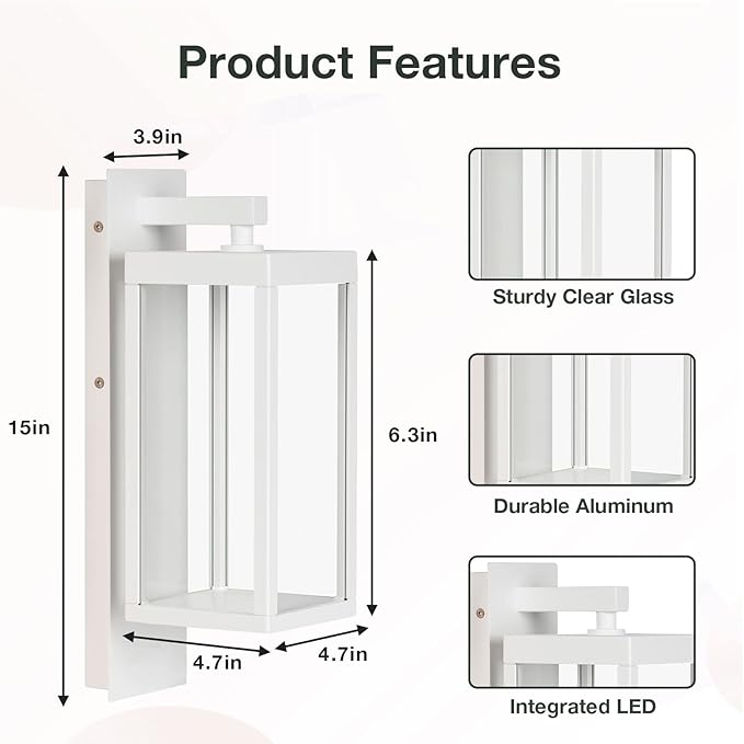Outdoor Wall Sconce Light Exterior IP54 Waterproof LED Wall Light Fixture White Porch Light Outdoor Wall Mount Lamp | Lumora