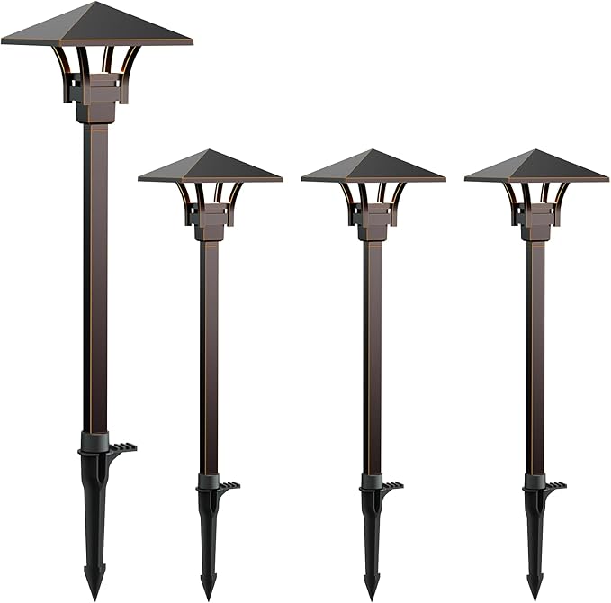 GOODSMANN Landscape Lighting Low Voltage Landscape Path Lights Oil Rubbed Bronze 4PK Path Lights Low Voltage 4W LED | Lumora