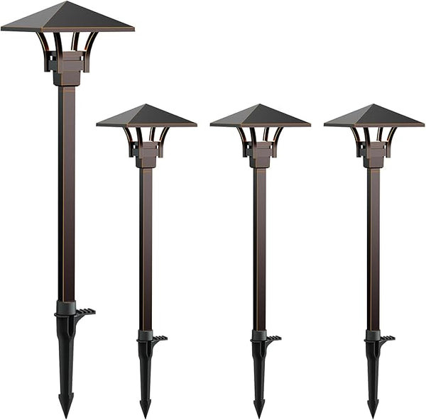 GOODSMANN Landscape Lighting Low Voltage Landscape Path Lights Oil Rubbed Bronze 4PK Path Lights Low Voltage 4W LED | Lumora