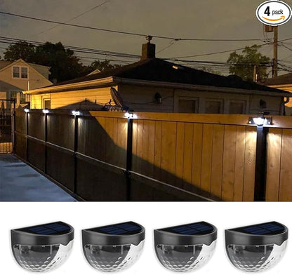 Outdoor Solar Step Lights for Stairs, Solar Fence Lights Waterproof LED Lighting, Yard Patio Pathway Pool Courtyard (Cool White Black, 4 Pack)