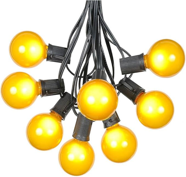 100 Foot G50 Outdoor Patio String Lights with 125 Yellow Globe Bulbs – Indoor Outdoor String Lights – Market Bistro | Lumora