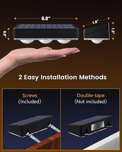 Solar Fence Lights Outdoor Waterproof Led, 12Pack,1300mAh,6 Inch Solar Lights for Fence with Warm White & RGB 8 Colors,Outdoor Solar Lights for Patio, Backyard, Deck, Fence, Railing (Black)