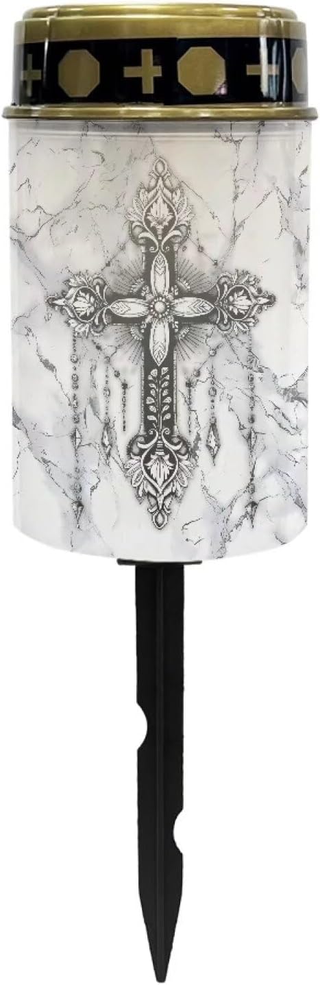 Black Cross Solar Light Outdoor Waterproof Lantern Walkway Solar Powered Flameless Candle Led Light Solar Lights | Lumora