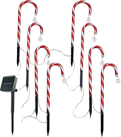 Solar Garden Lights Outdoor Decor, Candy Cane Outdoor Landscape Lights 15in, 8 Pack LED Lighted Christmas Path Lights String End-to-End Plug in Waterproof Outside Candy Xmas Decorations