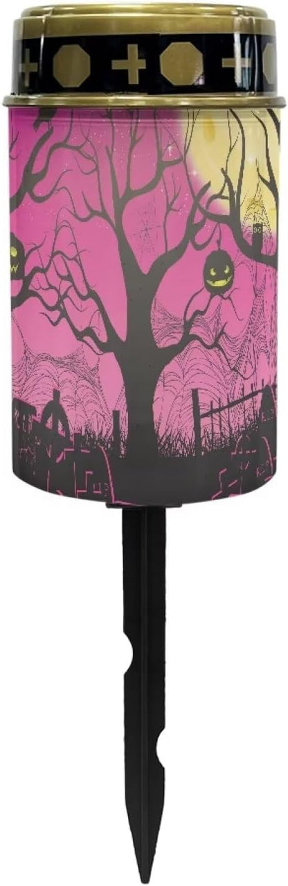 Moon and Grave Solar Lights Outdoor Halloween Decorations Solar Garden Light Decorative Landscape Path Light Waterproof Dustproof Outdoor Garden Lights