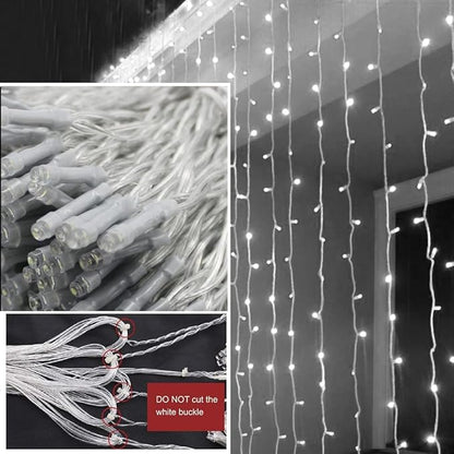 Solhice LED Curtain Lights Outdoor 20ft x10ft Cool White, 600 LED String Lights Backdrop Indoor Plug in, Twinkle Lights for Outside Backyard Wedding Bedroom Décor (Not Connectable)