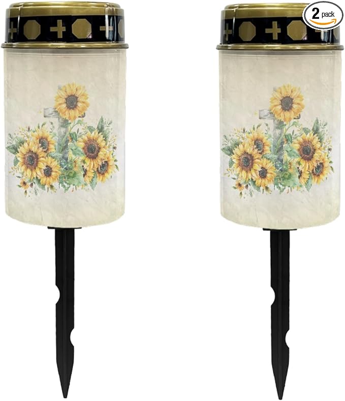 Sunflower Cross Solar Pathway Lights Outdoor Warm White Solar Garden Stake Lights Landscape Decorative Lighting for Yard Patio Driveway LED Solar-Powered Fairy Lights for Outside