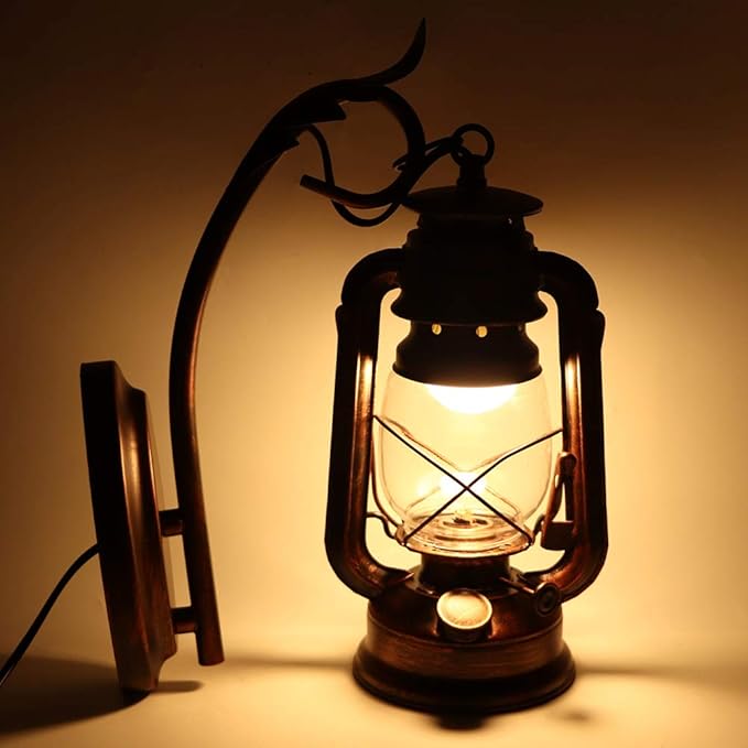 Vintage Wall Lantern Light Lamp Iron Glass High Brightness E27 15x27cm 3W Bulb Indoor Outdoor Corridor Living Room | Lumora