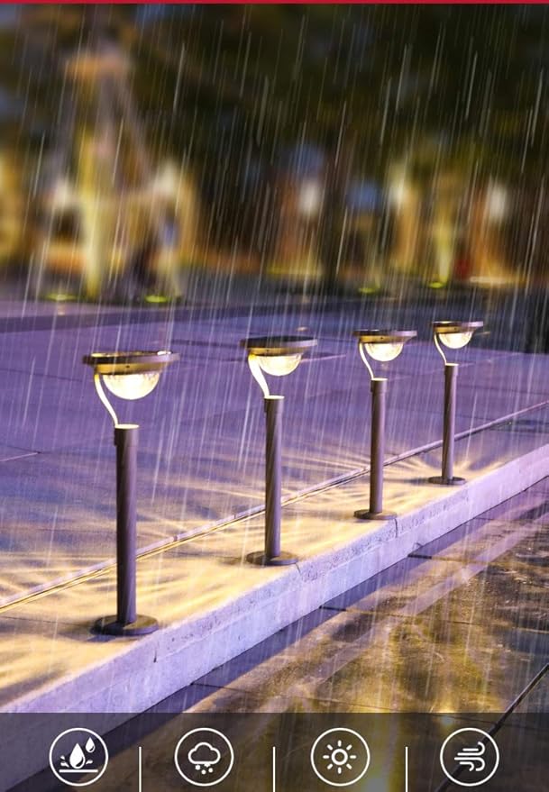 2 in 1 Solar Pathway Lights, Solar Shadow Lights Outdoor Warm White Waterproof Stainless Steel Automatic Solar Landscape Lights for Patio, Yard, Lawn, Garden and Path (Solar Path Light-4 Pack)