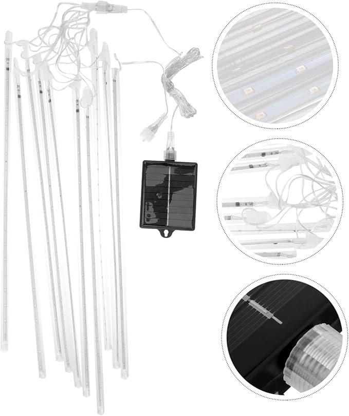 Angoily 1set Solar Shower Lights Tube Led String Lights for Outdoor Decoration for Christmas Weddings and Parties Remote Control