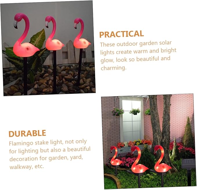 NUOBESTY Flamingo Solar Garden Lights Outdoor Stake Decorative Lighting for Patio and Walkway Unique Led Landscape Decor Way