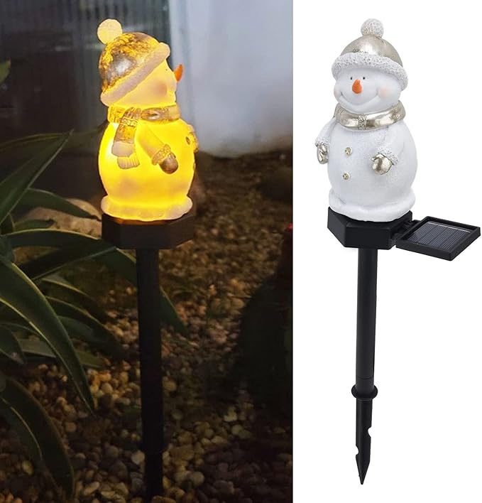 FLEXMAN Outdoor Christmas Decorations, Christmas Outdoor Solar Pathway Lights, Snowman Light Stakes for Decorate Roads, Terraces, Gardens, Corridors