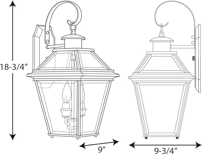 Progress Lighting P6616-20 Burlington Two-Light Med Wall Lantern, Oil Rubbed Bronze