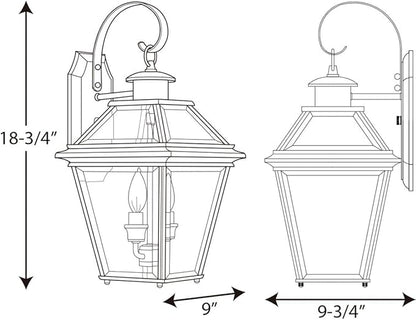 Progress Lighting P6616-20 Burlington Two-Light Med Wall Lantern, Oil Rubbed Bronze