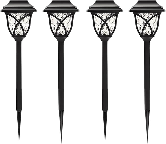 Vintage Solar Pathway Lights, LED Solar Lamp Post Light Waterproof, Decorative Ground Stake Lighting for Patio, Garden, Lawn, Backyard, Pathway, Driveway