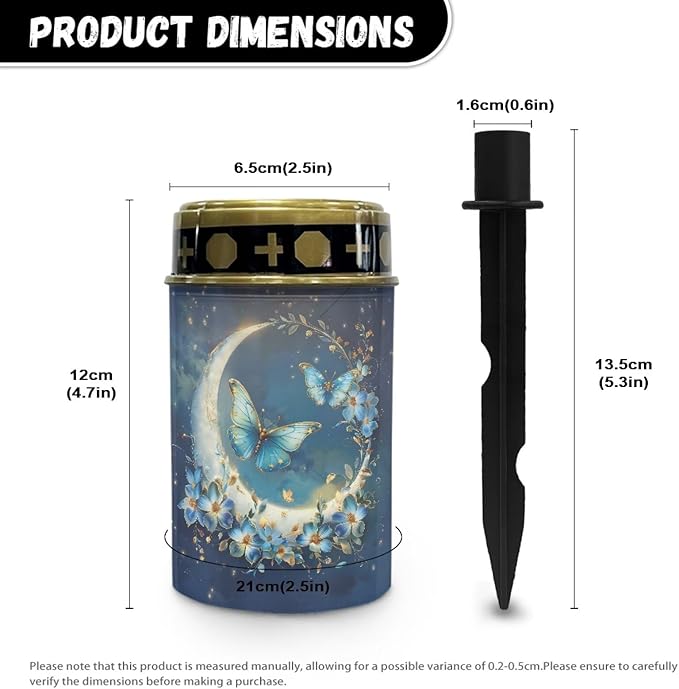 Butterfly Moon Solar Garden Lights Outdoor Solar Stake Lights Memorial Cemetery Decorations Driveway Markers for Outside Patio Yard Pathway Gravesite Decor for Loss of Loved One