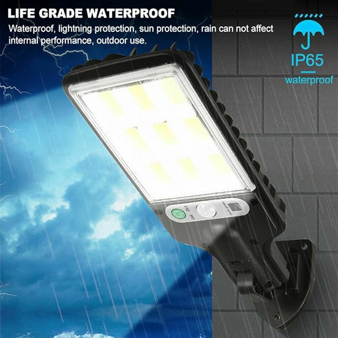 LED Solar Light Outdoor Garden PIR Motion Sensor 3 Modes Lamp Security Street Lamp Wall Yard (B,Without Remote)