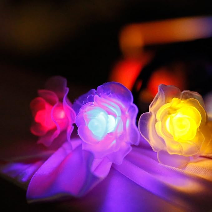 Hann® 30 LED Solar String Landscape Lights 20FT Romantic Rose Solar LED Patio String Waterproof Christmas Lights Outdoor Lamp for Garden Yard Home Christmas Tree (30 LED Rose Multi-Color)