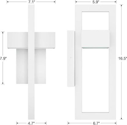 LamQee Modern Outdoor Wall Lights 3000K Integrated LED Outdoor Wall Sconces Lighting, Contemporary Exterior Lighting Fixtures Outside Wall Mount Lights for House Porch Front Door Garage, Matte White
