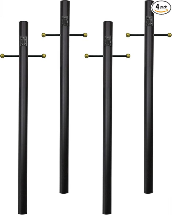 Solus 7-Foot Direct Burial Lamp Post – Outdoor Aluminum Light Pole with Decorative Cross Arm & 120V Outlet – Fits | Lumora