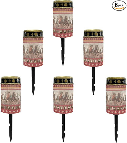 Western Aztec Horse Outdoor Garden Lights,Solar Stake Light with Horse Decorative Lights,Flameless LED Solar Lights for Yard Patio Spotlights Decorations,Garden Gift,Red