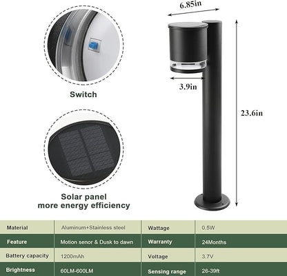 Solar Landscape Pathway Lights Outdoor LED Waterproof Solar Driveway Lights 24in Black Floor Lamp Low Voltage for Lawn Walkway Driveway Patio,3000K