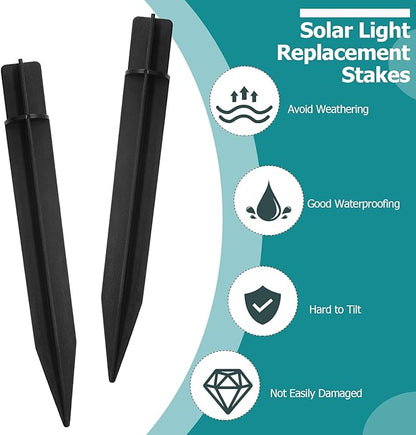 16 PCS 8.27 Inch Solar Light Stakes, Black Spikes Plastic Pathway Stakes, LED Light Ground Spikes for Garden Decoration